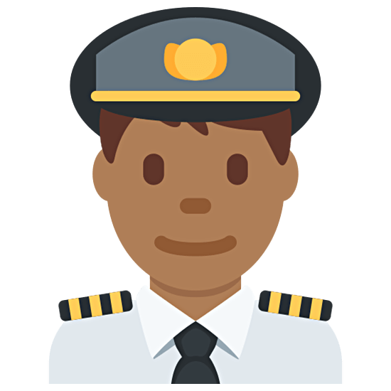 👨🏾‍✈️ Emoji Piloto De Avião Homem: Pele Morena Escura na Twitter Twemoji 15.0.