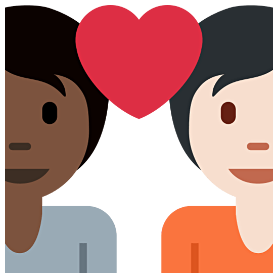 🧑🏿‍❤️‍🧑🏻 Emoji Liebespaar: Person, Person, dunkle Hautfarbe, helle Hautfarbe Twitter Twemoji 15.0.