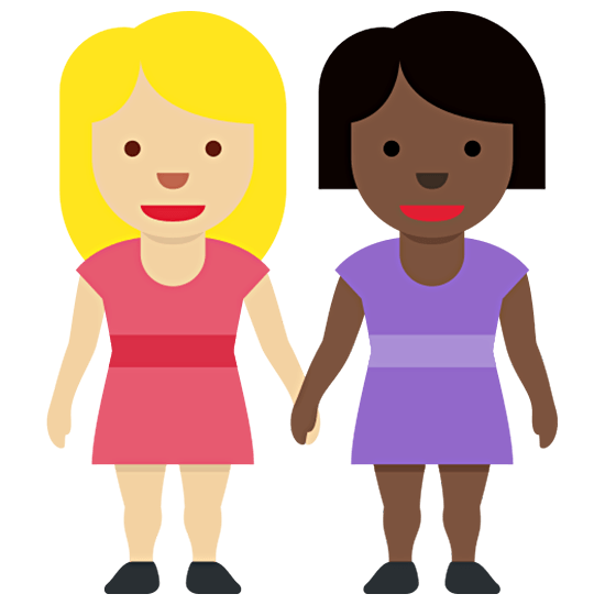👩🏼‍🤝‍👩🏿 Emoji Mujeres De La Mano: Tono De Piel Claro Medio, Tono De Piel Oscuro en Twitter Twemoji 15.0.