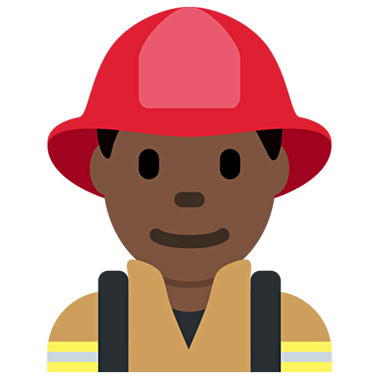 Emoji 👨🏿‍🚒 Pompiere Uomo: Carnagione Scura su Twitter Twemoji 15.0.