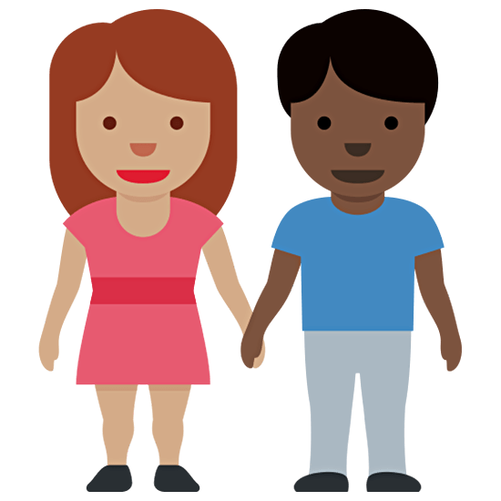 👩🏽‍🤝‍👨🏿 Emoji Mann und Frau halten Hände: mittlere Hautfarbe, dunkle Hautfarbe Twitter Twemoji 15.0.