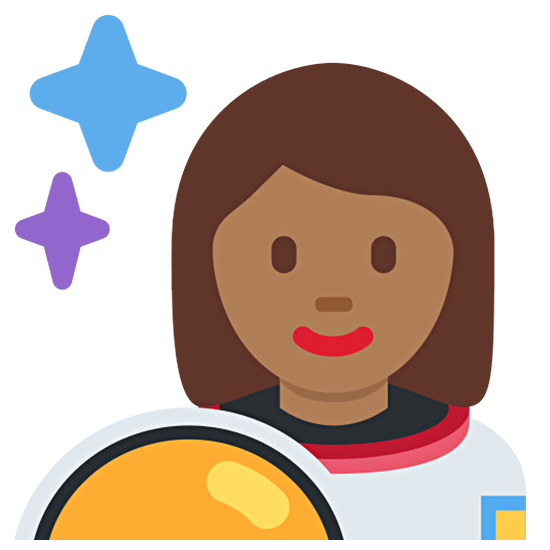👩🏾‍🚀 Emoji Astronauta Mujer: Tono De Piel Oscuro Medio en Twitter Twemoji 15.0.