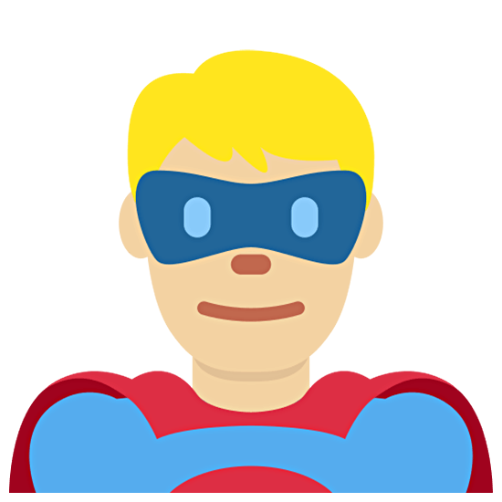 Émoji 🦸🏼‍♂️ Super-héros Homme : Peau Moyennement Claire sur Twitter Twemoji 15.0.