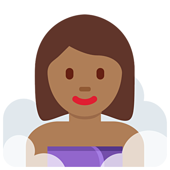 🧖🏾‍♀️ Emoji Mujer En Una Sauna: Tono De Piel Oscuro Medio en Twitter Twemoji 15.0.