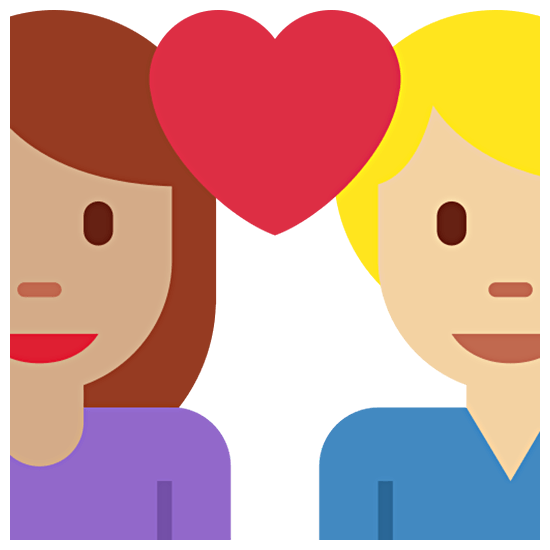 👩🏽‍❤️‍👨🏼 Emoji Pareja Enamorada - Mujer: Tono De Piel Medio, Hombre: Tono De Piel Claro Medio en Twitter Twemoji 15.0.
