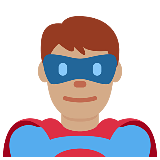 🦸🏽‍♂️ Emoji Homem Super-herói: Pele Morena na Twitter Twemoji 15.0.