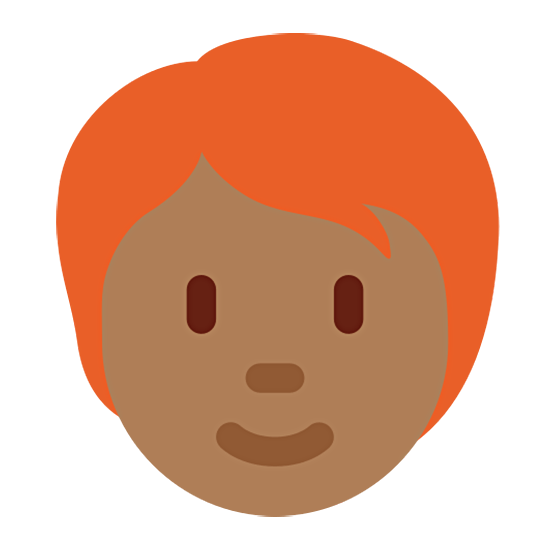 🧑🏾‍🦰 Emoji Erwachsener: mitteldunkle Hautfarbe, rotes Haar Twitter Twemoji 15.0.