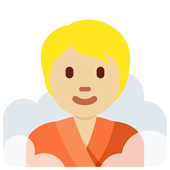 🧖🏼 Emoji Persona En Una Sauna: Tono De Piel Claro Medio en Twitter Twemoji 15.0.