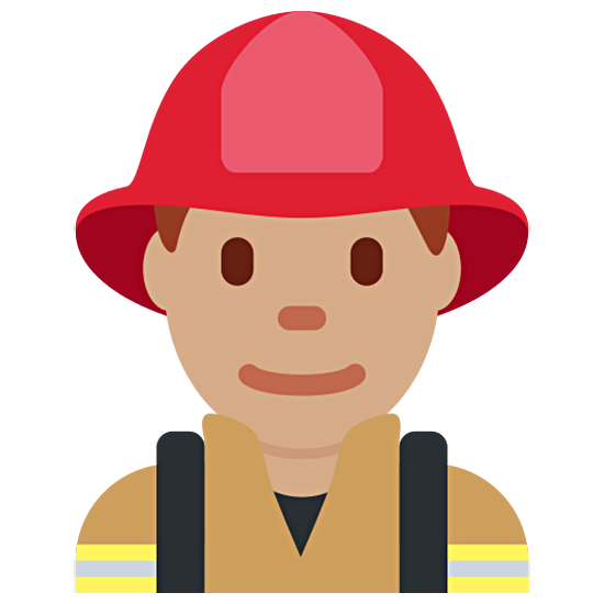 Émoji 👨🏽‍🚒 Pompier Homme : Peau Légèrement Mate sur Twitter Twemoji 15.0.