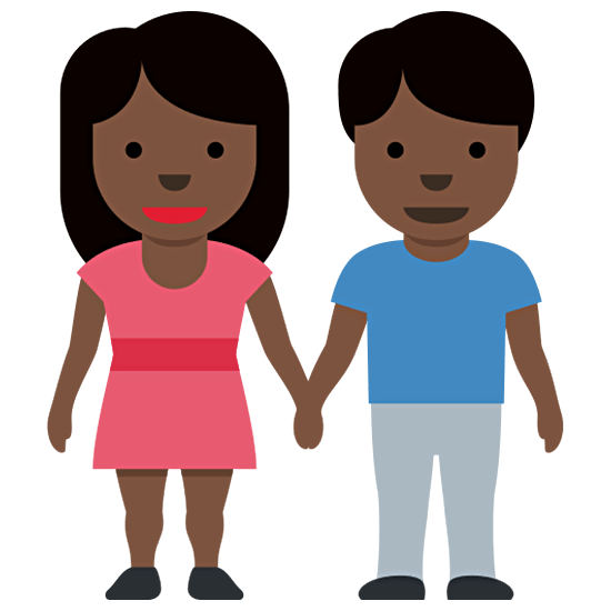 👫🏿 Emoji Mann und Frau halten Hände: dunkle Hautfarbe Twitter Twemoji 15.0.