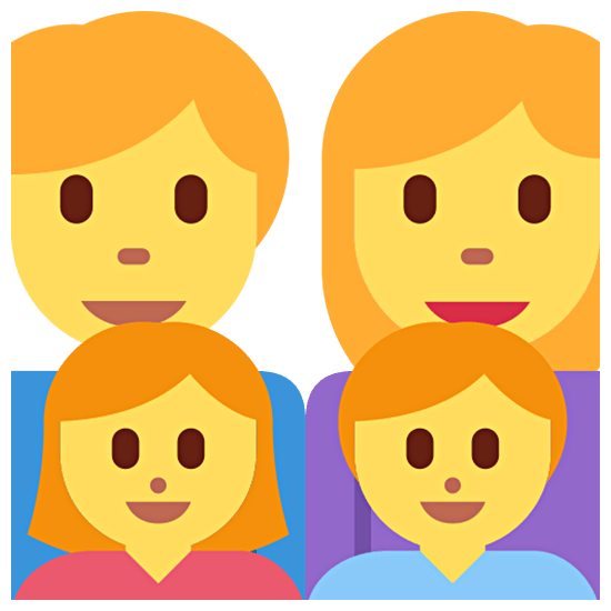 👨‍👩‍👧‍👦 Emoji Familie: Mann, Frau, Mädchen und Junge Twitter Twemoji 15.0.