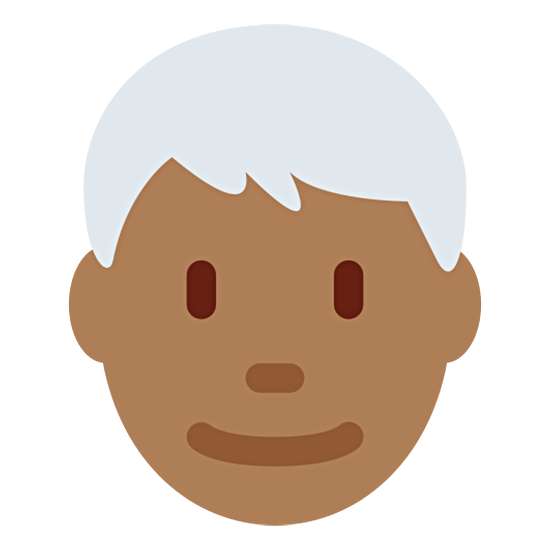 Emoji 👨🏾‍🦳 Uomo: Carnagione Abbastanza Scura E Capelli Bianchi su Twitter Twemoji 15.0.