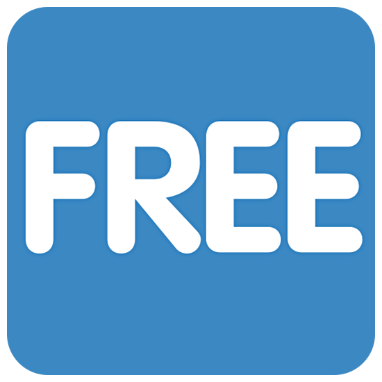 🆓 Emoji Wort „Free“ in blauem Quadrat Twitter Twemoji 15.0.