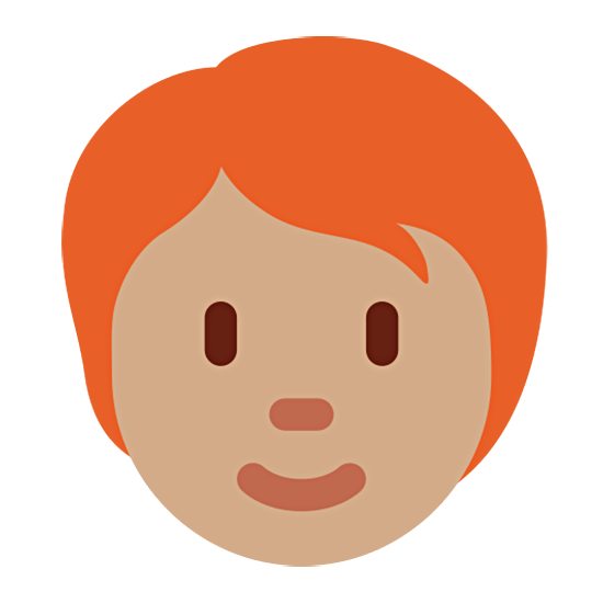 🧑🏽‍🦰 Emoji Persona: Tono De Piel Medio, Pelo Pelirrojo en Twitter Twemoji 15.0.