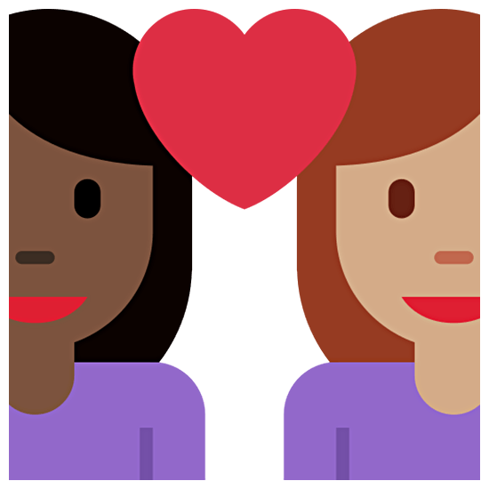 👩🏿‍❤️‍👩🏽 Emoji Liebespaar - Frau: dunkle Hautfarbe, Frau: mittlere Hautfarbe Twitter Twemoji 15.0.