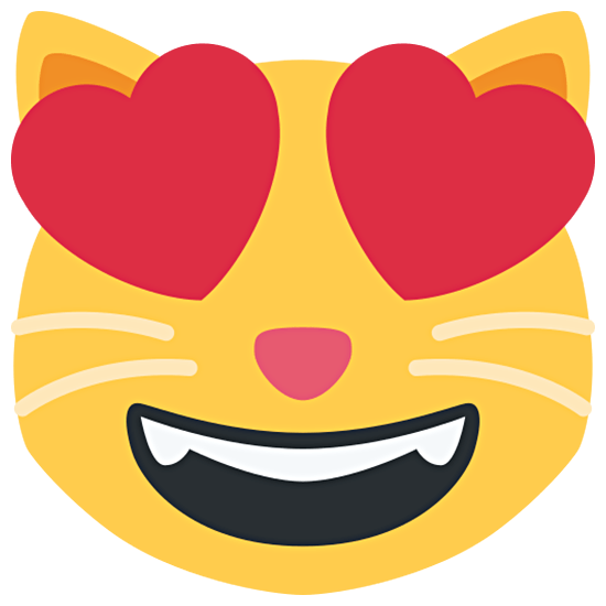 😻 Emoji lachende Katze mit Herzen als Augen Twitter Twemoji 15.0.