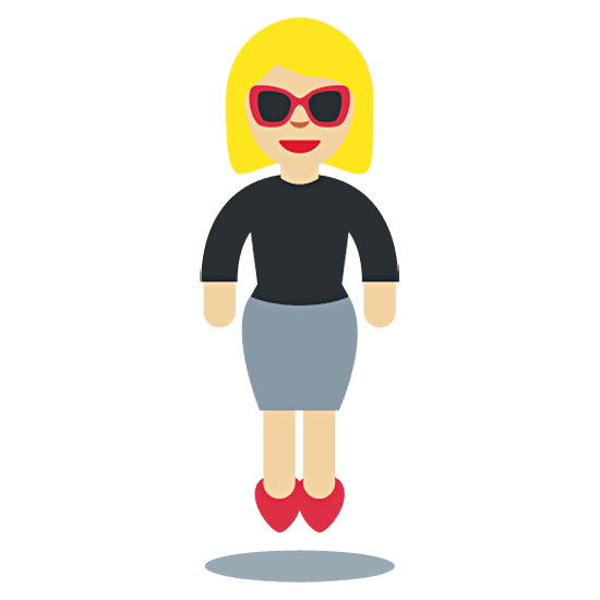 🕴🏼‍♀️ Emoji Frau im Business-Anzug schwebend: mittelhelle Hautfarbe Twitter Twemoji 15.0.