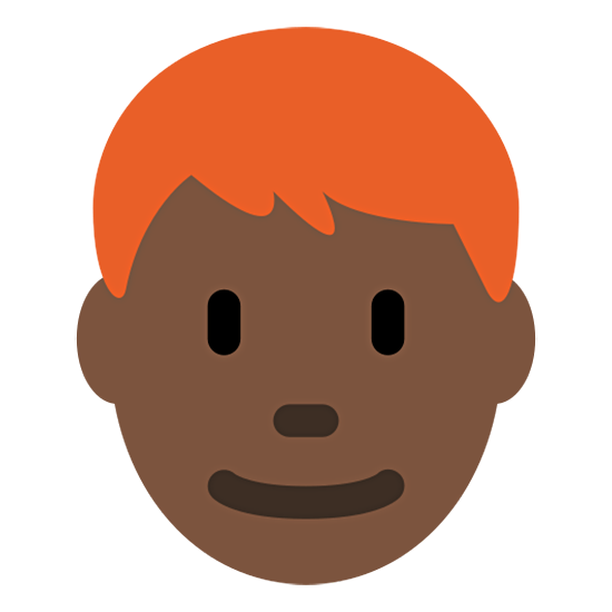 👨🏿‍🦰 Emoji Homem: Pele Escura E Cabelo Vermelho na Twitter Twemoji 15.0.