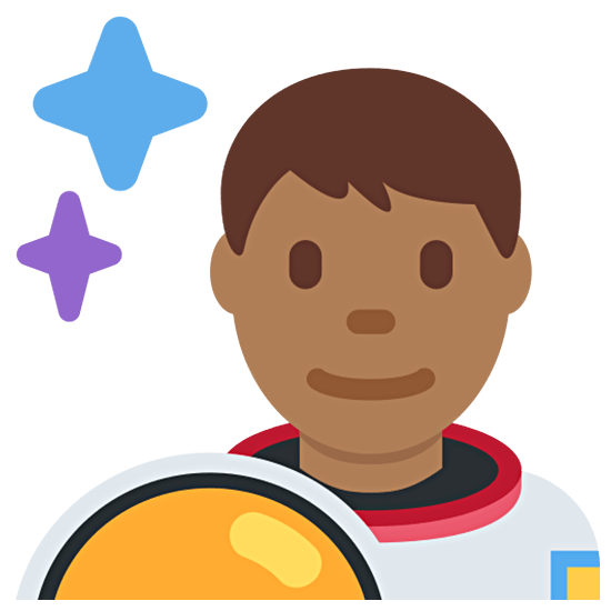 👨🏾‍🚀 Emoji Astronauta Hombre: Tono De Piel Oscuro Medio en Twitter Twemoji 15.0.