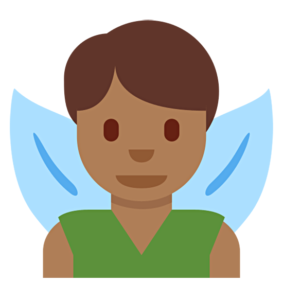 🧚🏾‍♂️ Emoji männliche Fee: mitteldunkle Hautfarbe Twitter Twemoji 15.0.
