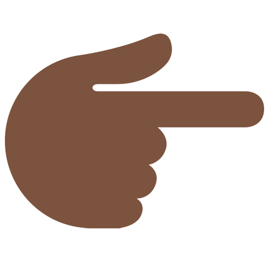 👉🏿 Emoji Dorso Da Mão Com Dedo Indicador Apontando Para A Direita: Pele Escura na Twitter Twemoji 15.0.