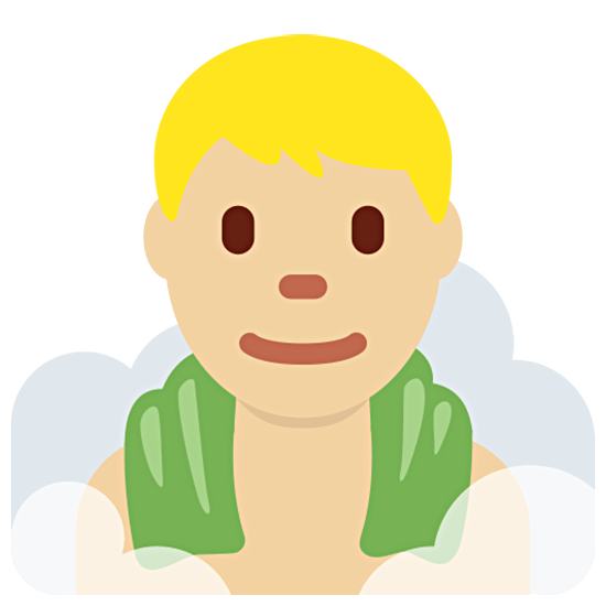 🧖🏼‍♂️ Emoji Homem Na Sauna: Pele Morena Clara na Twitter Twemoji 15.0.