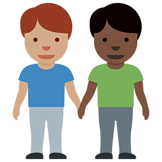 👨🏽‍🤝‍👨🏿 Emoji händchenhaltende Männer: mittlere Hautfarbe, dunkle Hautfarbe Twitter Twemoji 15.0.