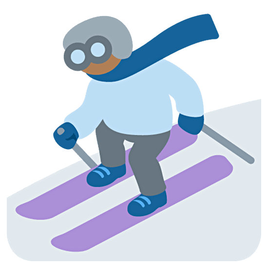 ⛷🏾 Emoji Esquiador, Pele Morena Escura na Twitter Twemoji 15.0.
