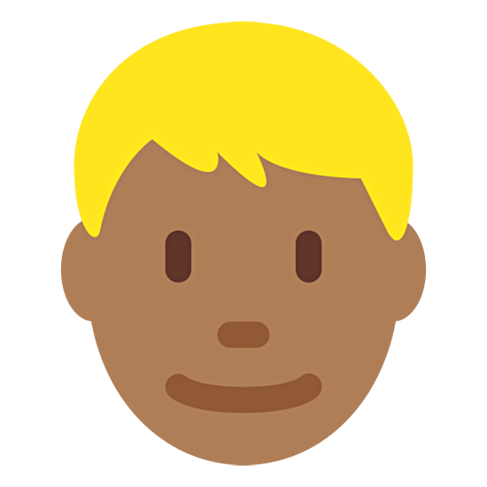 👱🏾‍♂️ Emoji Mann: mitteldunkle Hautfarbe, blond Twitter Twemoji 15.0.