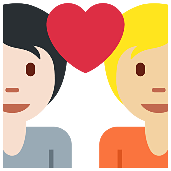🧑🏻‍❤️‍🧑🏼 Emoji Liebespaar: Person, Person, helle Hautfarbe, mittelhelle Hautfarbe Twitter Twemoji 15.0.