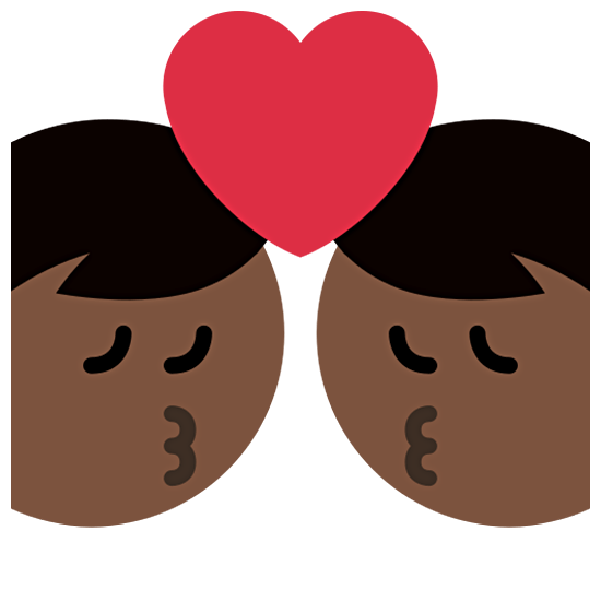 👨🏿‍❤️‍💋‍👨🏿 Emoji sich küssendes Paar - Mann: dunkle Hautfarbe, Mann: dunkle Hautfarbe Twitter Twemoji 15.0.