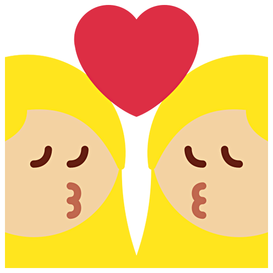 👩🏼‍❤️‍💋‍👩🏼 Emoji Beso - Mujer: Tono De Piel Claro Medio, Mujer: Tono De Piel Claro Medio en Twitter Twemoji 15.0.