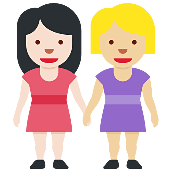 Émoji 👩🏻‍🤝‍👩🏼 Deux Femmes Se Tenant La Main : Peau Claire Et Peau Moyennement Claire sur Twitter Twemoji 15.0.