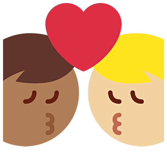 👨🏾‍❤️‍💋‍👨🏼 Emoji sich küssendes Paar - Mann: mitteldunkle Hautfarbe, Mann: mittelhelle Hautfarbe Twitter Twemoji 15.0.