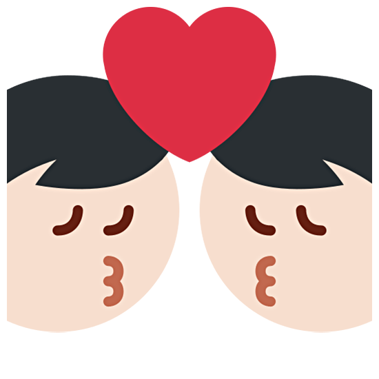 👨🏻‍❤️‍💋‍👨🏻 Emoji sich küssendes Paar - Mann: helle Hautfarbe, Mann: helle Hautfarbe Twitter Twemoji 15.0.
