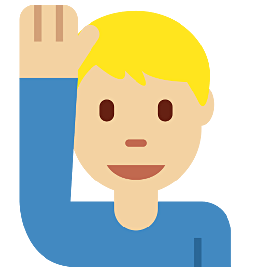🙋🏼‍♂️ Emoji Homem Levantando A Mão: Pele Morena Clara na Twitter Twemoji 15.0.