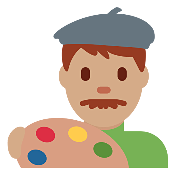 👨🏽‍🎨 Emoji Artista Hombre: Tono De Piel Medio en Twitter Twemoji 15.0.