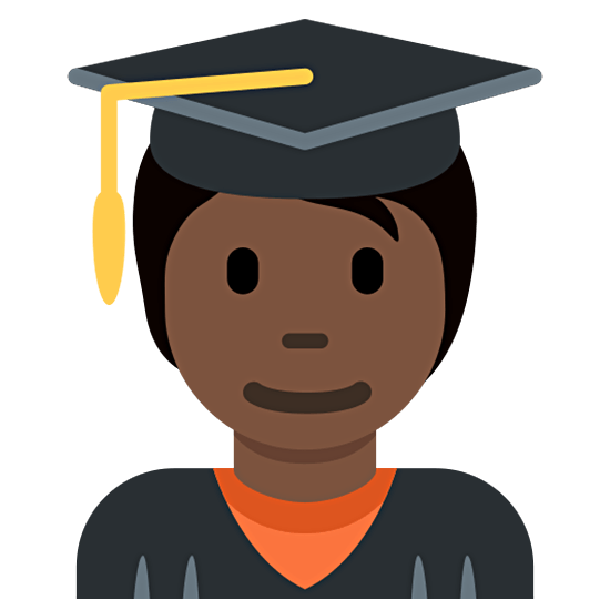🧑🏿‍🎓 Emoji Student(in): dunkle Hautfarbe Twitter Twemoji 15.0.