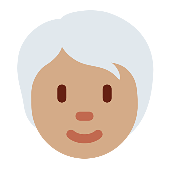 🧑🏽‍🦳 Emoji Persona: Tono De Piel Medio, Pelo Blanco en Twitter Twemoji 15.0.