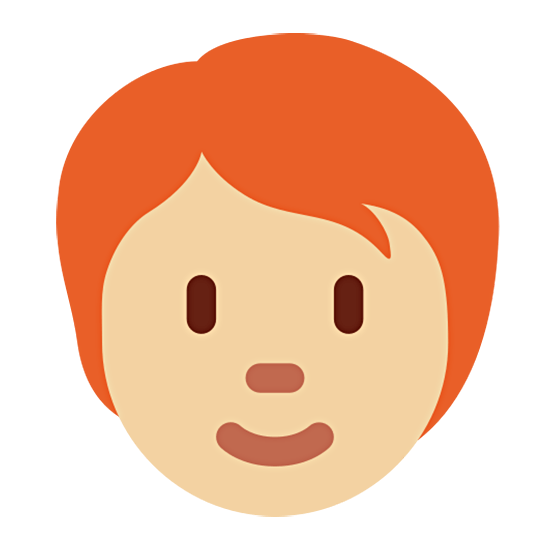 🧑🏼‍🦰 Emoji Persona: Tono De Piel Claro Medio, Pelo Pelirrojo en Twitter Twemoji 15.0.