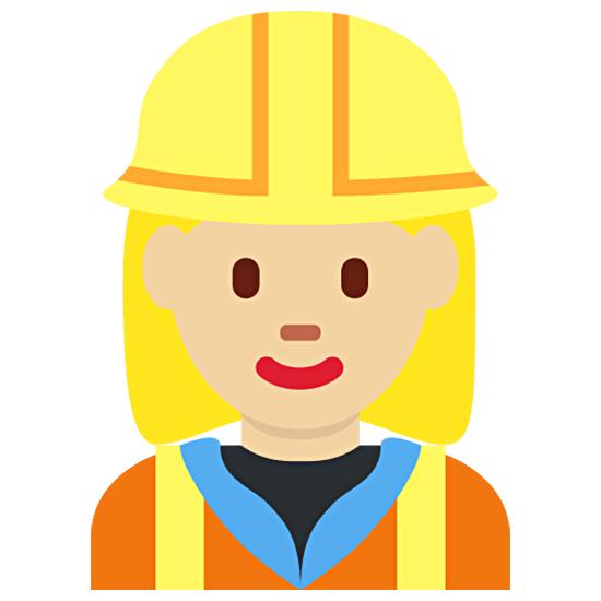 👷🏼‍♀️ Emoji Bauarbeiterin: mittelhelle Hautfarbe Twitter Twemoji 15.0.