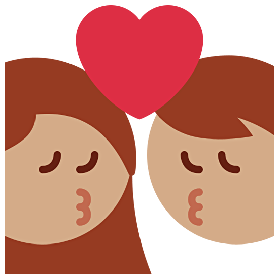 👩🏽‍❤️‍💋‍👨🏽 Emoji sich küssendes Paar - Frau: mittlere Hautfarbe, Mann: mittlere Hautfarbe Twitter Twemoji 15.0.