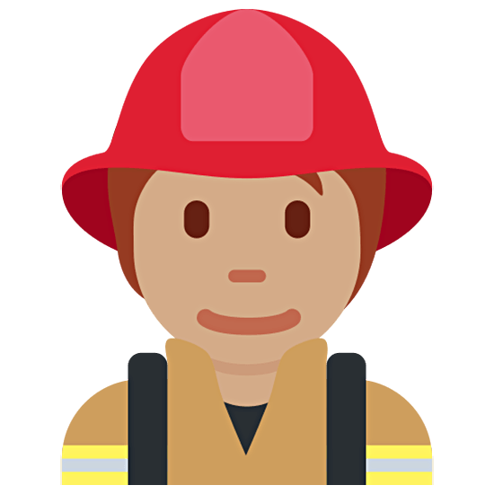 🧑🏽‍🚒 Emoji Feuerwehrmann/-frau: mittlere Hautfarbe Twitter Twemoji 15.0.