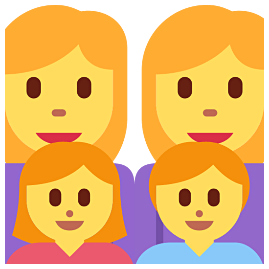 👩‍👩‍👧‍👦 Emoji Familia: Mujer, Mujer, Niña, Niño en Twitter Twemoji 15.0.