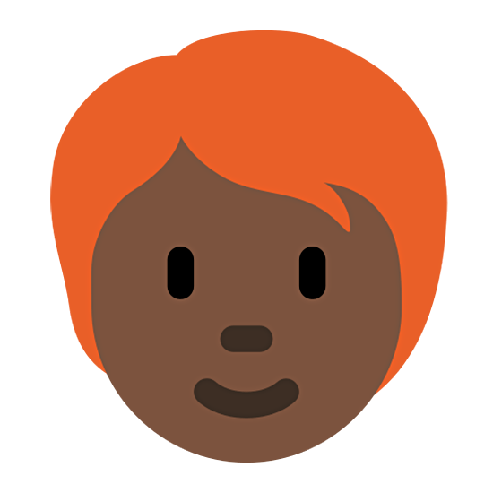 🧑🏿‍🦰 Emoji Persona: Tono De Piel Oscuro, Pelo Pelirrojo en Twitter Twemoji 15.0.