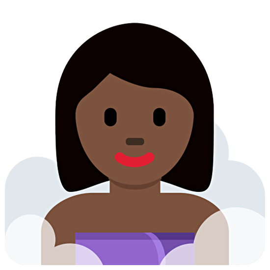 🧖🏿‍♀️ Emoji Mujer En Una Sauna: Tono De Piel Oscuro en Twitter Twemoji 15.0.