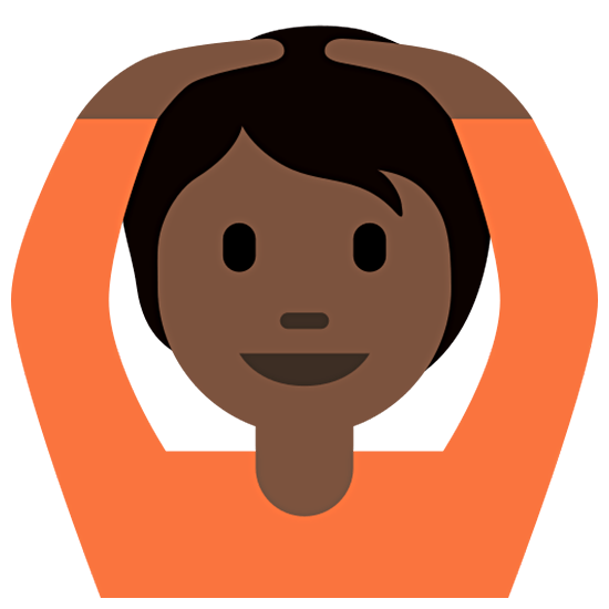 🙆🏿 Emoji Person mit Händen auf dem Kopf: dunkle Hautfarbe Twitter Twemoji 15.0.