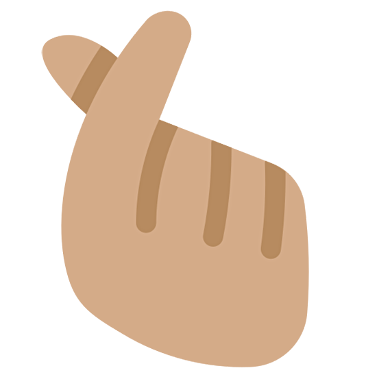 🫰🏽 Emoji Mão Com Dedo İndicador E Polegar Cruzado: Pele Morena na Twitter Twemoji 15.0.