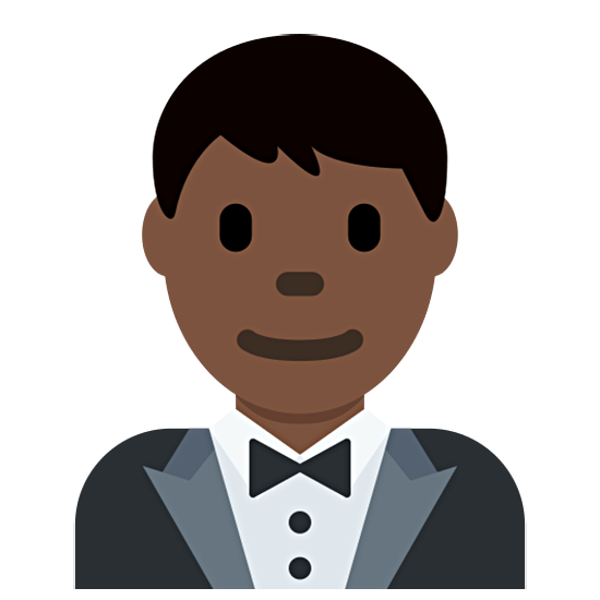 Emoji 🤵🏿‍♂️ Uomo in smoking: tonalità nera della pelle su Twitter Twemoji 15.0.