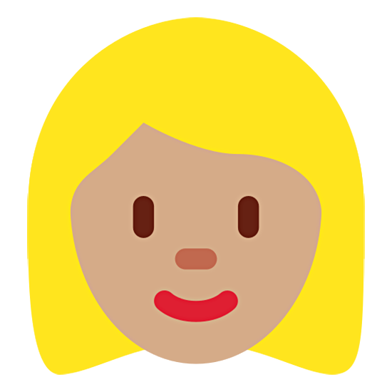 👱🏽‍♀️ Emoji Frau: mittlere Hautfarbe, blond Twitter Twemoji 15.0.
